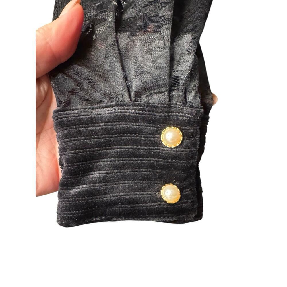 POL NEW Black Velvet Lace Victorian Style Top Small Ruffles Cosplay Whimsy Goth - Picture 4 of 9